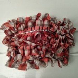 AKIRA Face Covering Mask Plaid Ruffles Rhinestones "Plaid Vibes" NEW